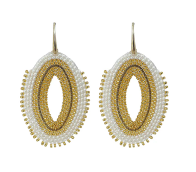 PAULIE POCKET BEADED OVALS - WHITE GOLD