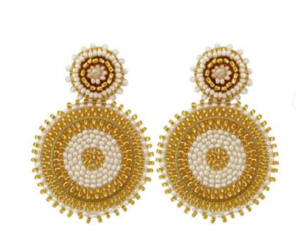 PAULIE POCKET  ROUND EARRINGS - BEIGE GOLD