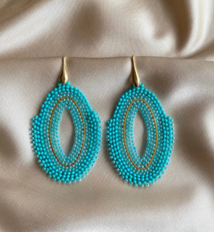 Paulie Pocket BEADED OVALS - AQUA