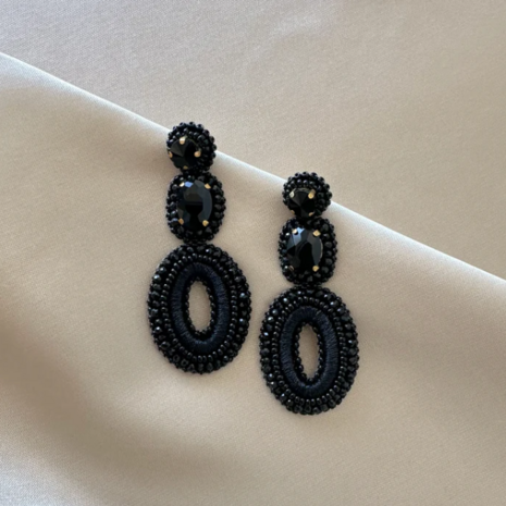  IVY STONE EARRINGS - BLACK