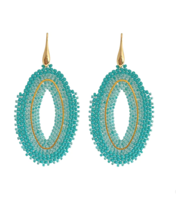PAULIE POCKET BEADED OVALS - AQUA