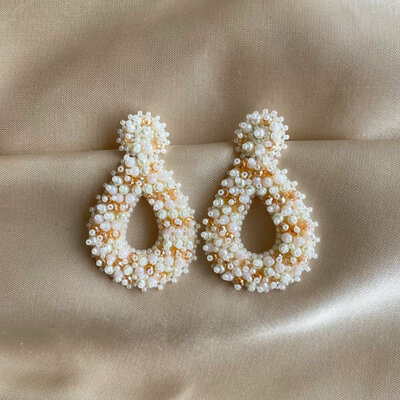 PAULIE POCKET Drops Beads Earrings - White Beige